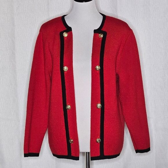 Brooks Brothers Vintage Wool Red & Black Gold Anchor Buttons Versatile Sweater - Picture 1 of 11